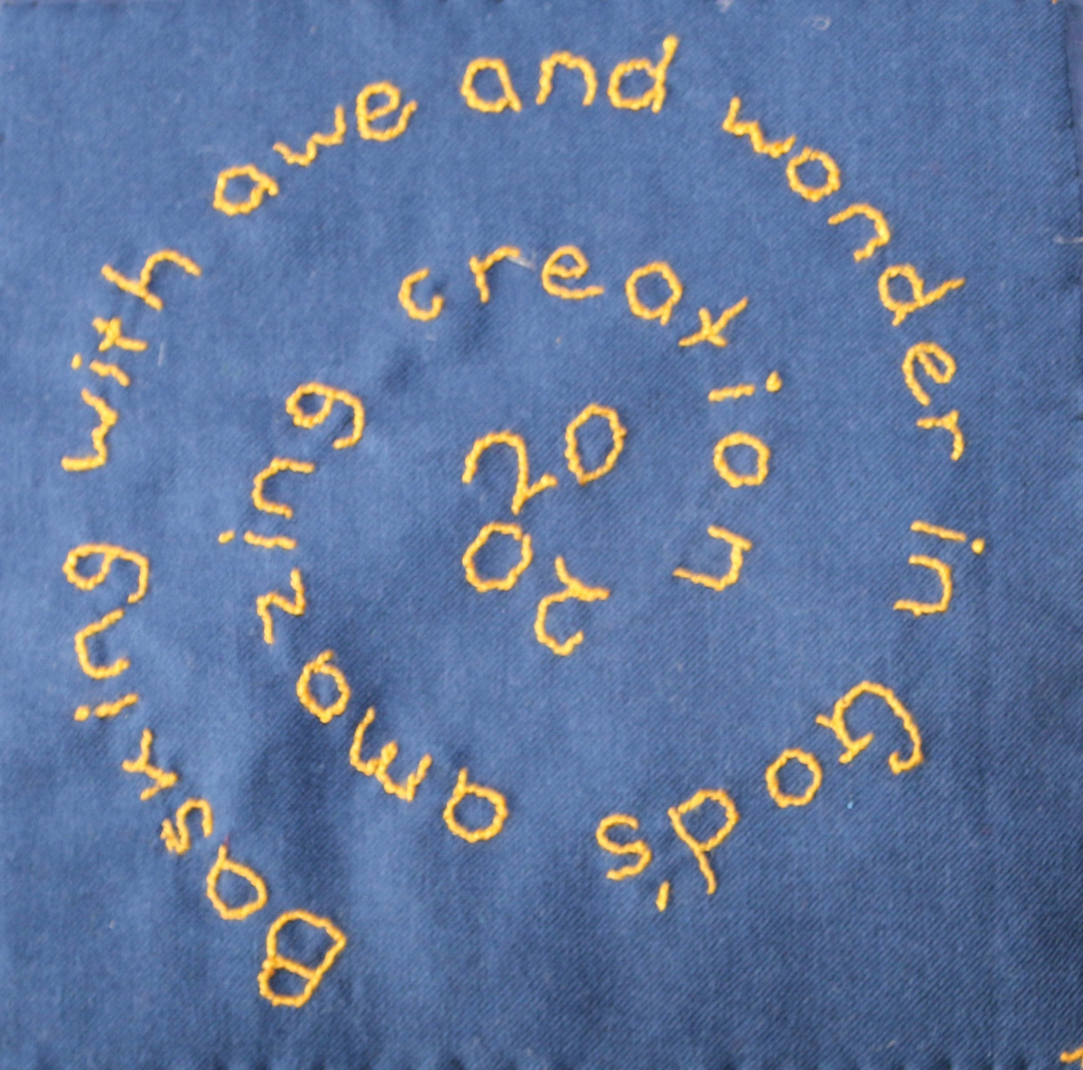 Embroidered words in a spiral: Basking with awe and wonder in God's amazing creation 2020