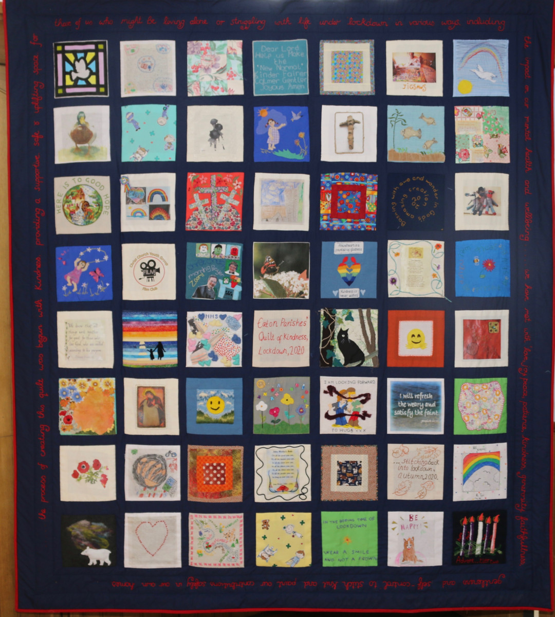 Textile Quilt made of 56 8in squares